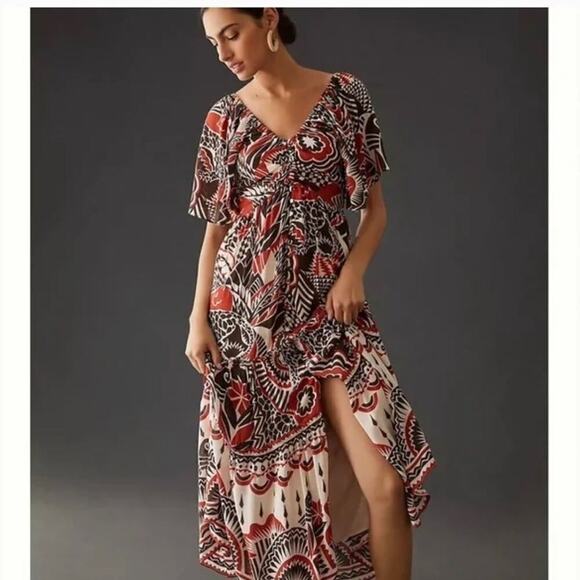 ANTHROPOLOGIE NWT TIERED MAXI BOHO DRESS SIZE L, 2X - Picture 1 of 9